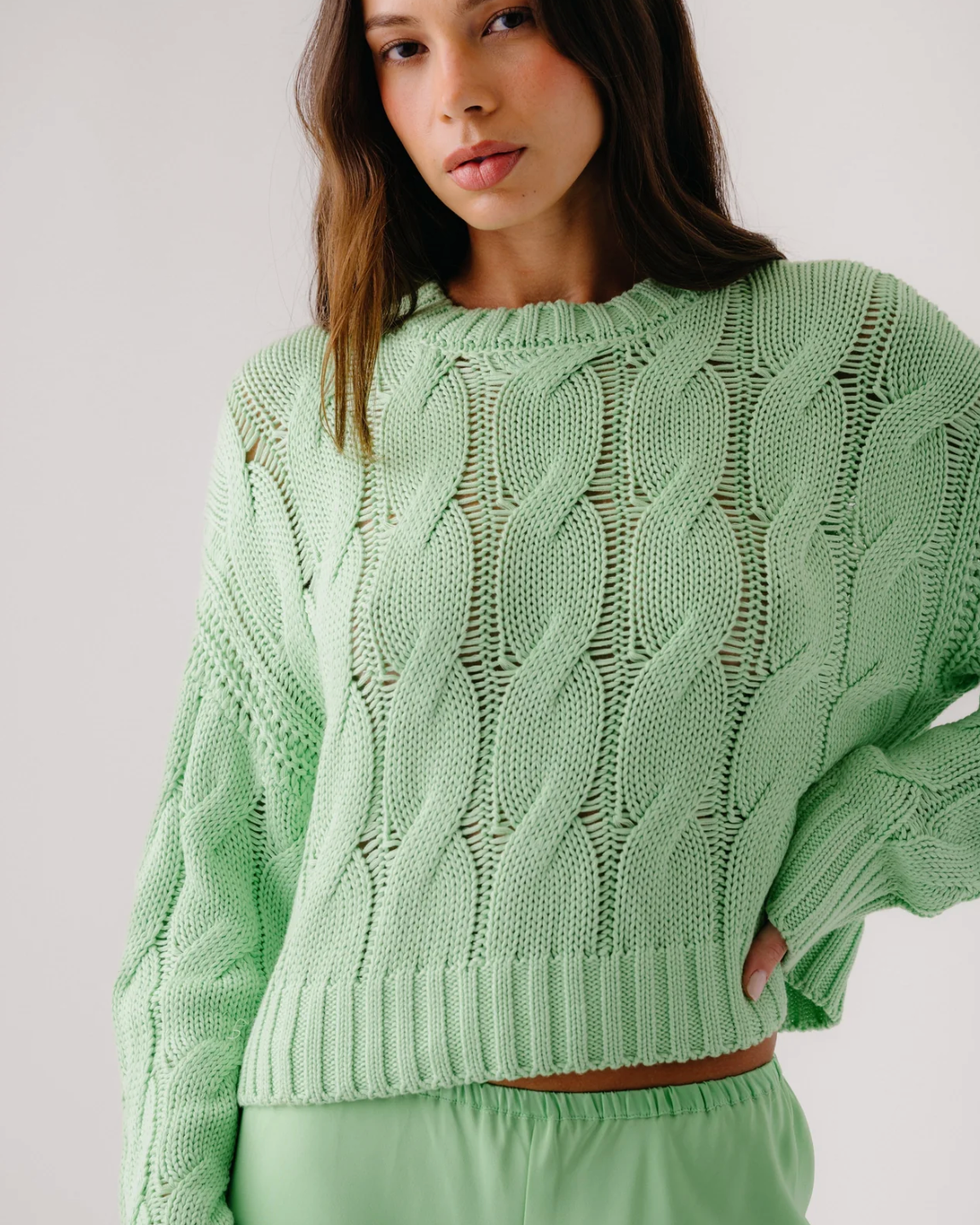 Sablyn Tristan Crewneck Cable Pullover-Clothing-SABLYN-LIM-XS-Mercantile Portland