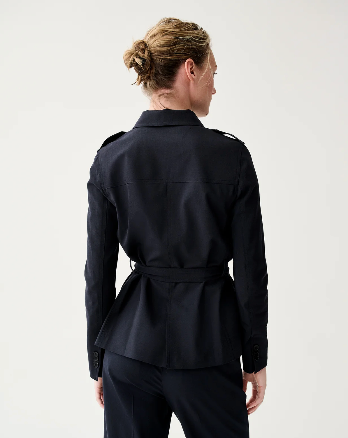 Safari Jacket in Navy Tropical Wool-Jackets-Mashburn-Navy-XS-Mercantile Portland