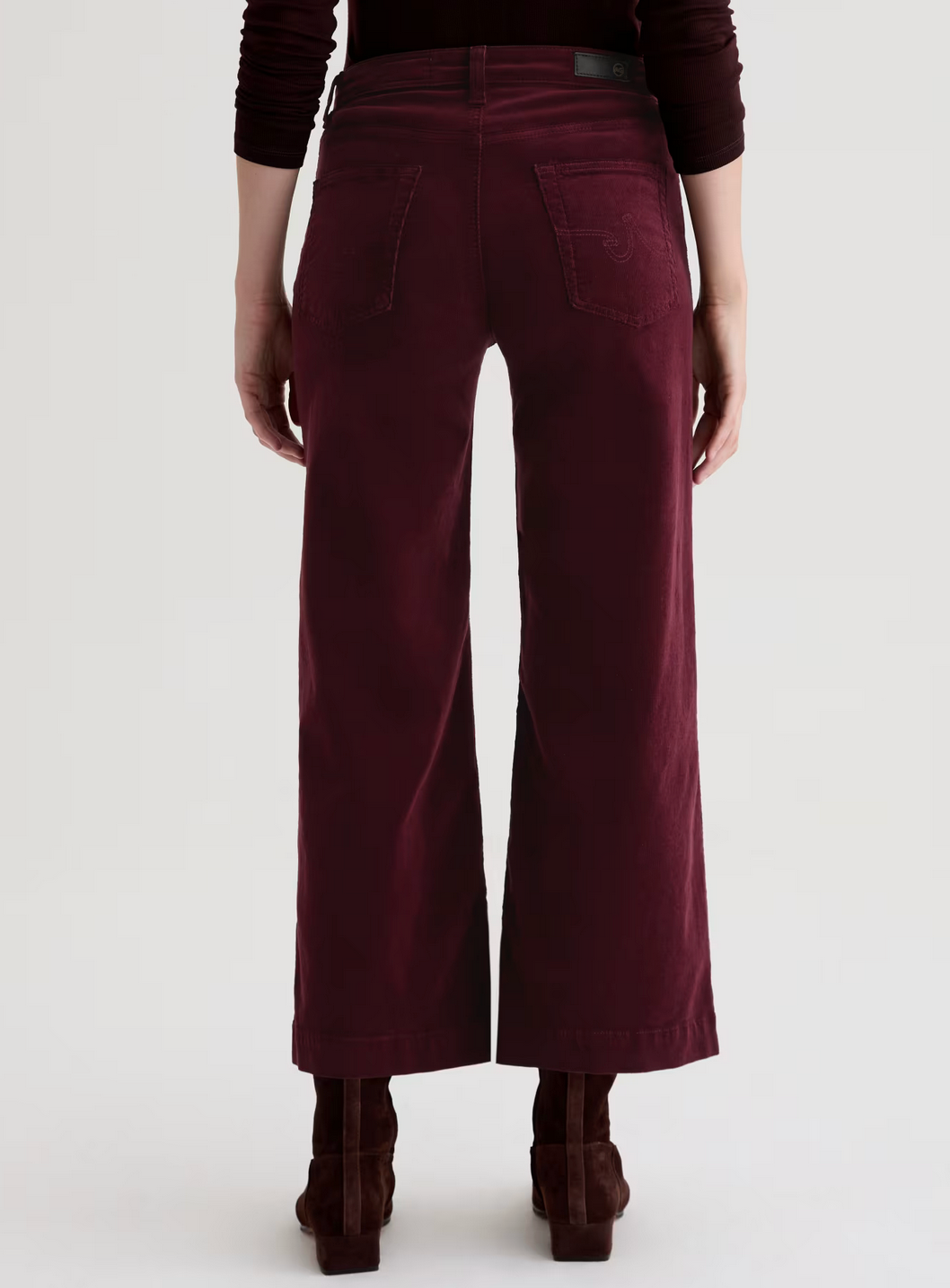 Saige Wide Leg Crop Corduroy in Winery-Denim-AG Jeans-Winery-25-Mercantile Portland