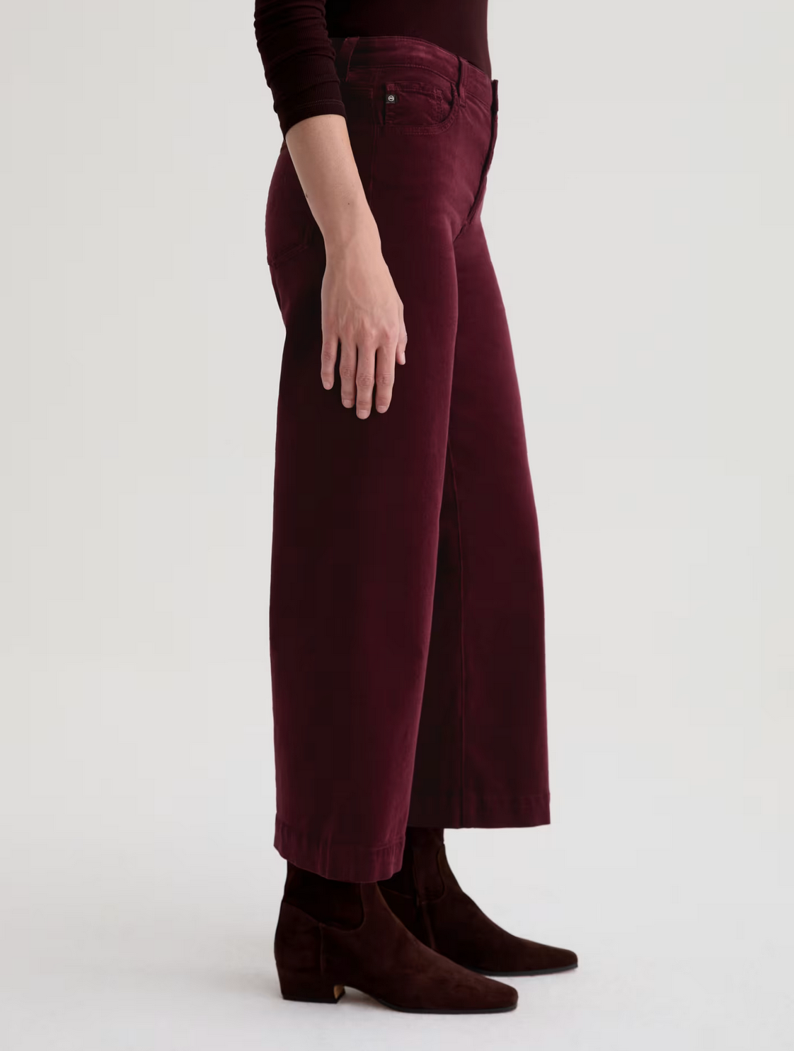 Saige Wide Leg Crop Corduroy in Winery-Denim-AG Jeans-Winery-25-Mercantile Portland