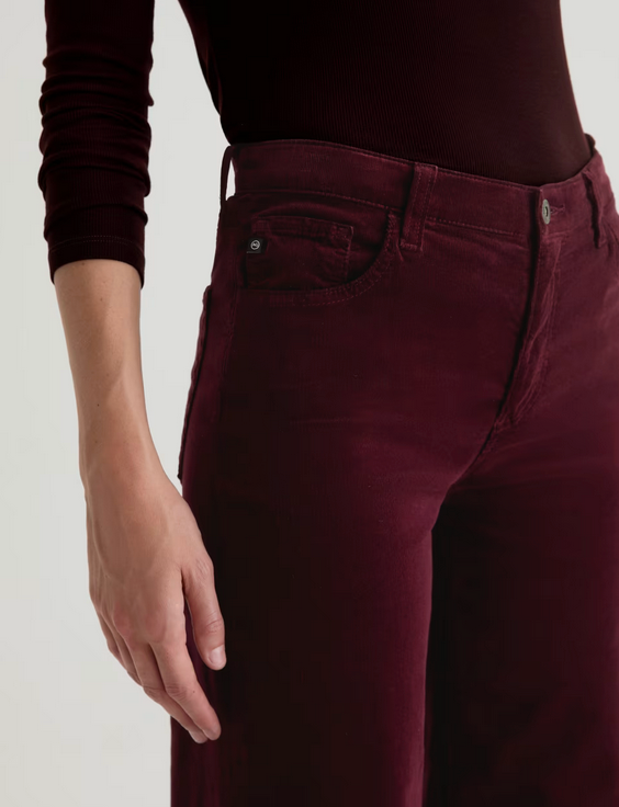 Saige Wide Leg Crop Corduroy in Winery-Denim-AG Jeans-Winery-25-Mercantile Portland