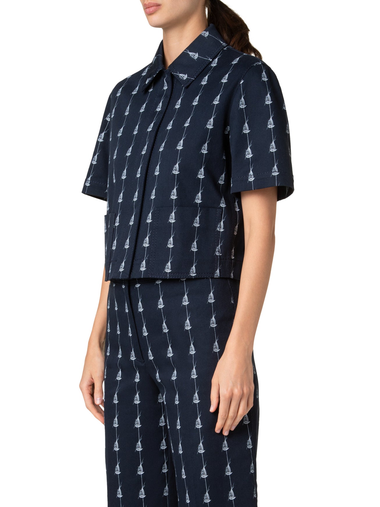 Sailboat Jacket-Denim-Akris Punto-Navy Cream-2-Mercantile Portland