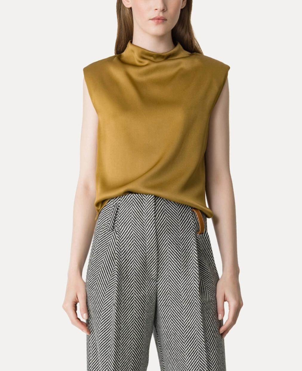 Satin Envers Top in Antique Gold-Tops-Forte Forte-Antique Gold-1-Mercantile Portland