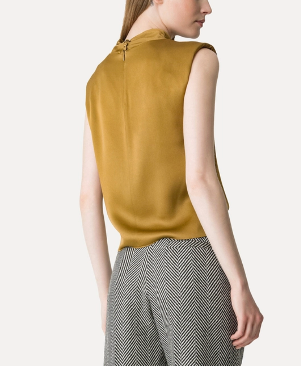 Satin Envers Top in Antique Gold-Tops-Forte Forte-Antique Gold-1-Mercantile Portland