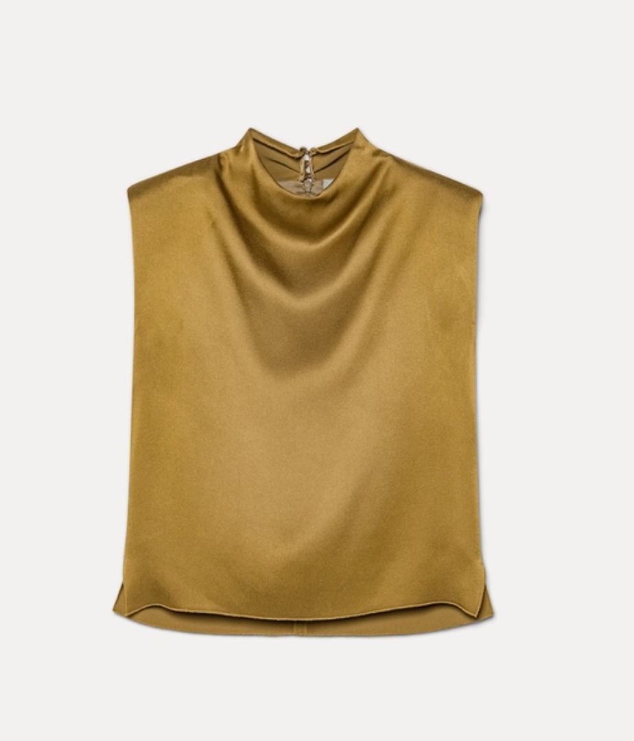 Satin Envers Top in Antique Gold-Tops-Forte Forte-Antique Gold-1-Mercantile Portland