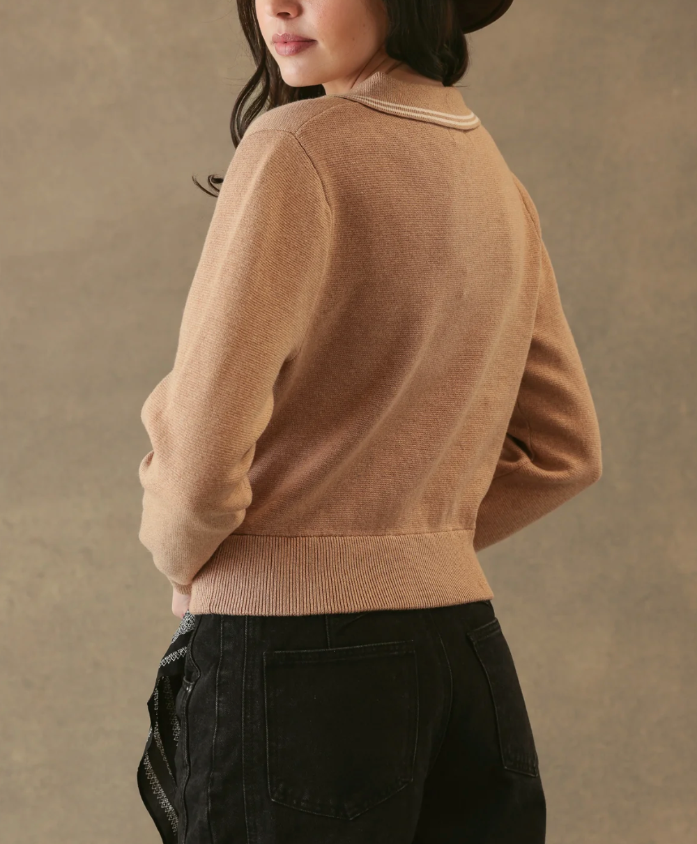 Shirley Collared Cardigan-Sweaters-27 Miles-Camel-S-Mercantile Portland