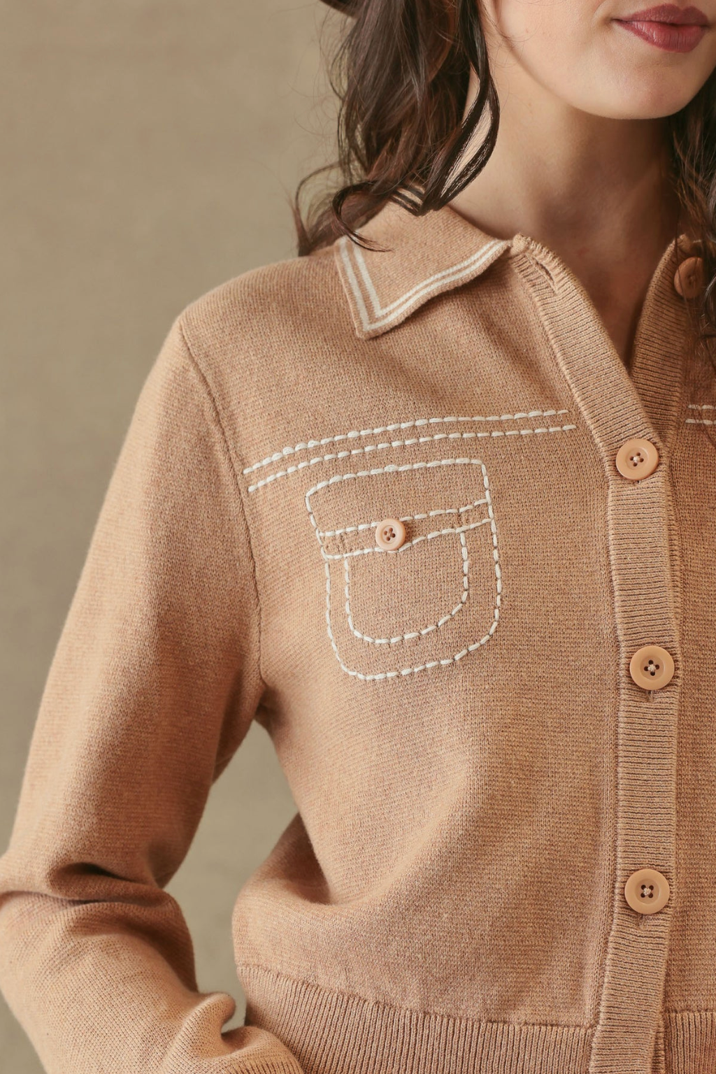 Shirley Collared Cardigan-Sweaters-27 Miles-Camel-S-Mercantile Portland