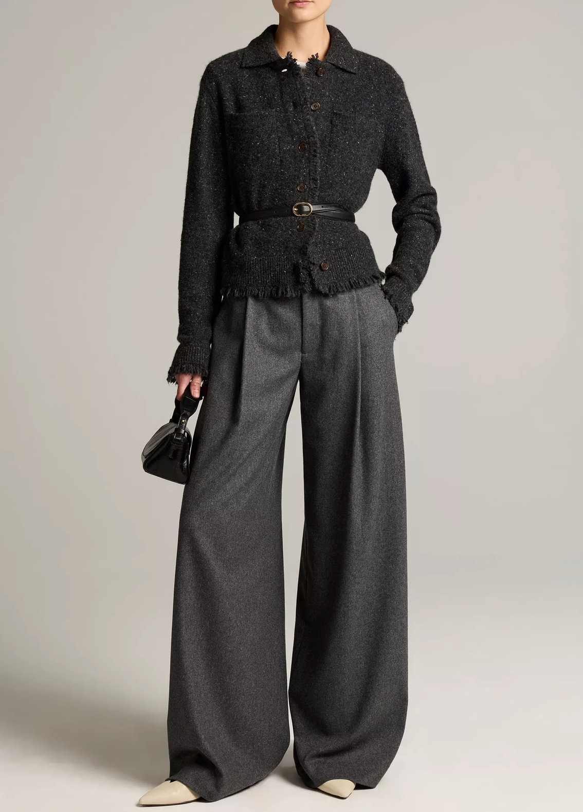 Shrunken Donegal Cardigan in Dark Charcoal-Sweaters-Vince-Dark Charcoal-XS-Mercantile Portland