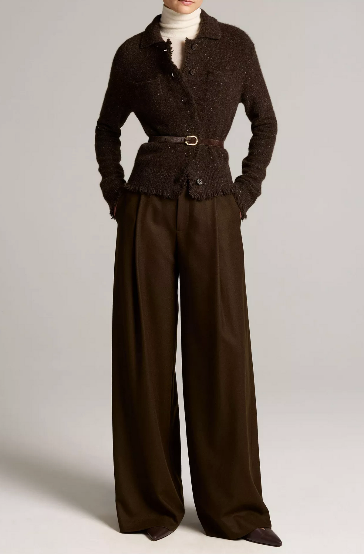 Shrunken Donegal Cardigan in Pinewood Cashmere-Sweaters-Vince-Pinewood-XS-Mercantile Portland