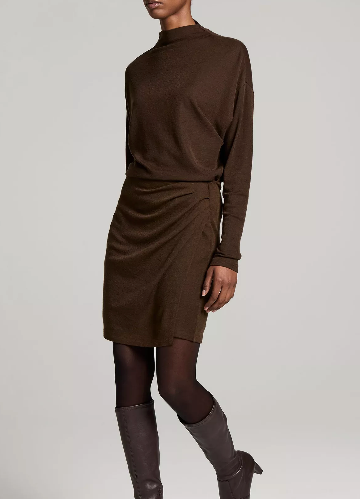 Side Drap Short Skirt in Pinewood-Skirts and Shorts-Vince-Pinewood-XS-Mercantile Portland