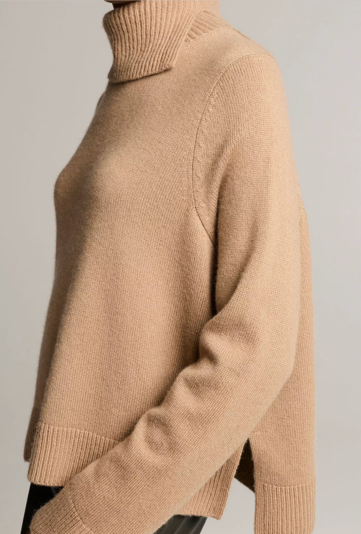 Side Slit Turtleneck in Camel-Sweaters-Vince-Camel-XXS-Mercantile Portland