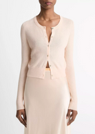 Slim Cashmere-Silk Ribbed Cardigan-Sweaters-Vince-Rose Nectar-XS-Mercantile Portland