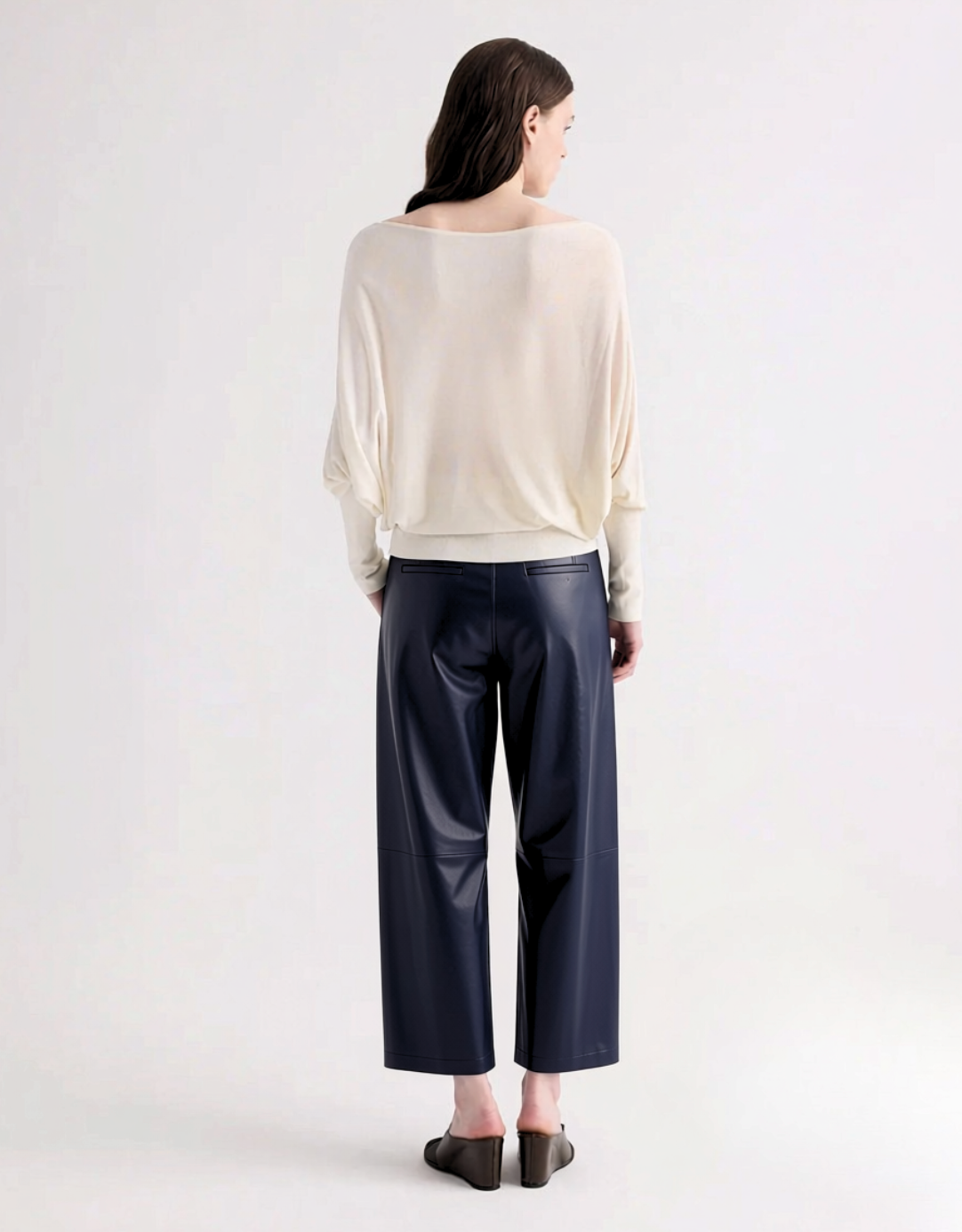 Slouchy BF Trouser in Midnight Leather-Pants-TWP-Midnight-00-Mercantile Portland