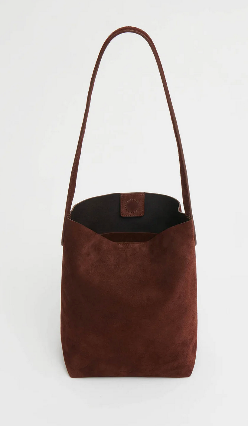 Small Everyday Cabas in Chocolate-Handbags-Mansur Gavriel-Chocolate Suede-OS-Mercantile Portland