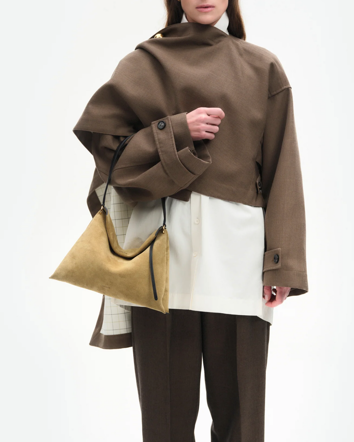 Small Penelope Tote in Khaki Suede-Handbags-Wandler-Khaki Suede-OS-Mercantile Portland