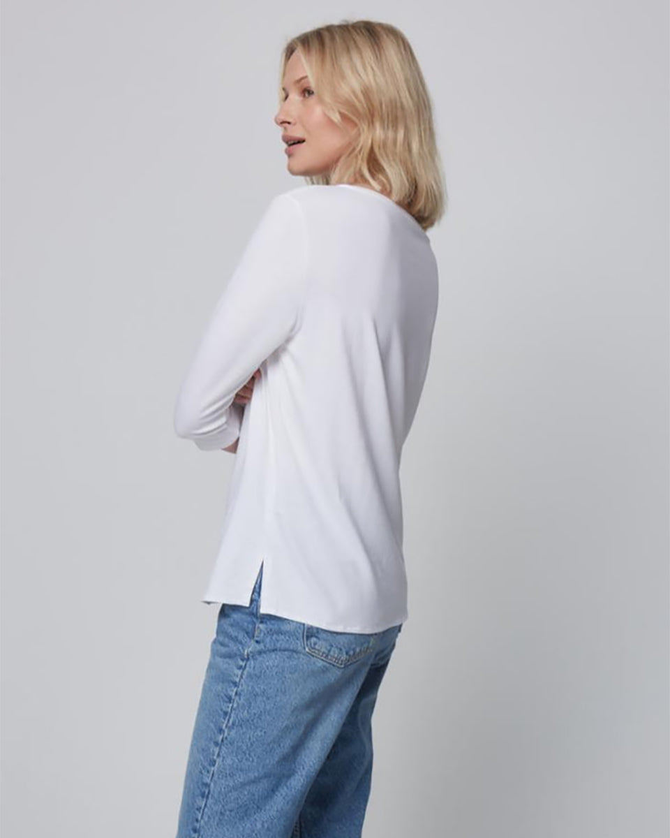 Soft Touch 3/4-Sleeve Boat-Neck Top-T-Shirts-Majestic Filatures-Black-1-Mercantile Portland