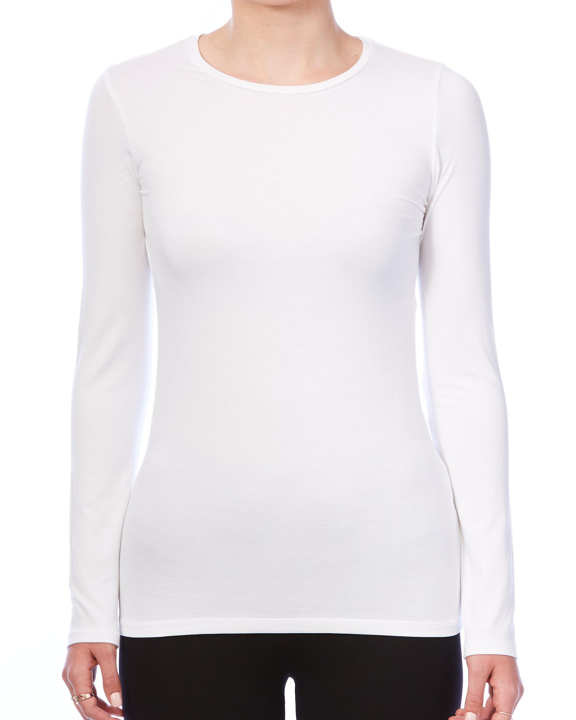 Soft Touch Crew Neck Long-Sleeve T-Shirt-Tops-Majestic Filatures-White-1-Mercantile Portland
