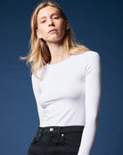 Soft Touch Crew Neck Long-Sleeve T-Shirt-Tops-Majestic Filatures-White-1-Mercantile Portland