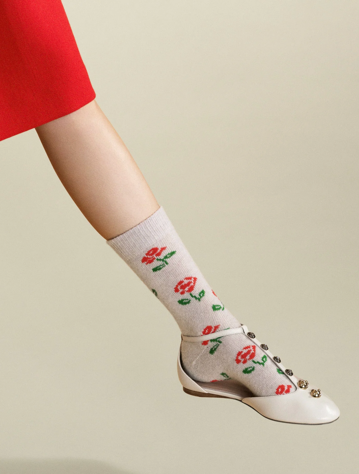 Sporatic Rose Cashmere Crew-Socks-HANSEL FR BASEL-Oatmeal-OS-Mercantile Portland