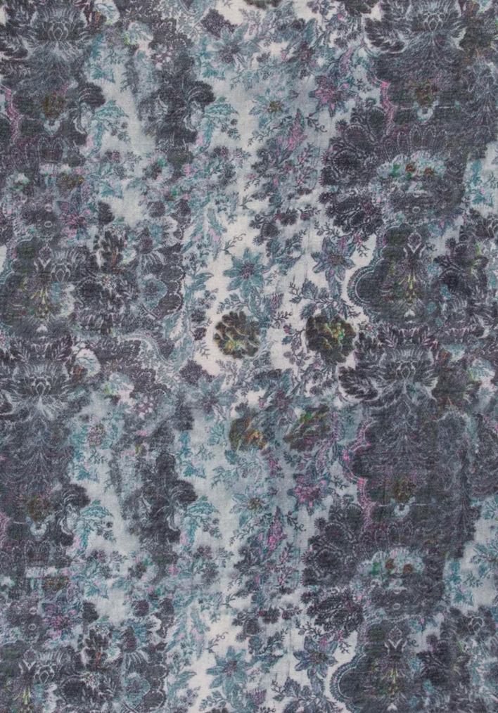 St Tropez Semi-Felted Print Shawl in Flower Blue-Scarves and Wraps-Mirror in the Sky-Flower Blue-OS-Mercantile Portland
