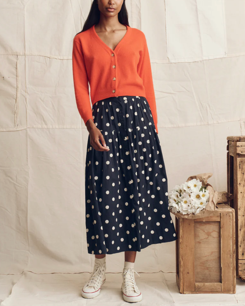 The Cashmere Tiny V-Neck Cardigan-Sweaters-The GREAT.-Hot Orange-0-Mercantile Portland