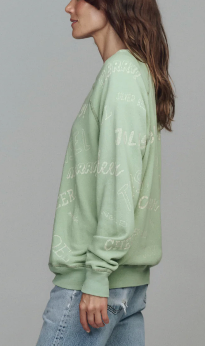 The College Sweatshirt in Vintage Mint with Holiday Greetings-Sweaters-The GREAT.-Vintage Mint with Holiday Greetings Graphic-0-Mercantile Portland