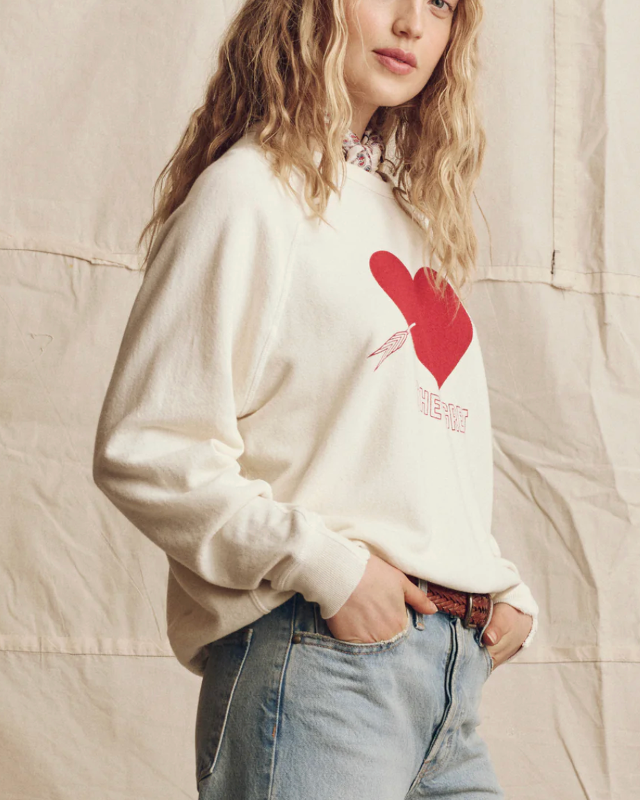 The College Sweatshirt w/Heart-Tops-The GREAT.-Ivory-0-Mercantile Portland