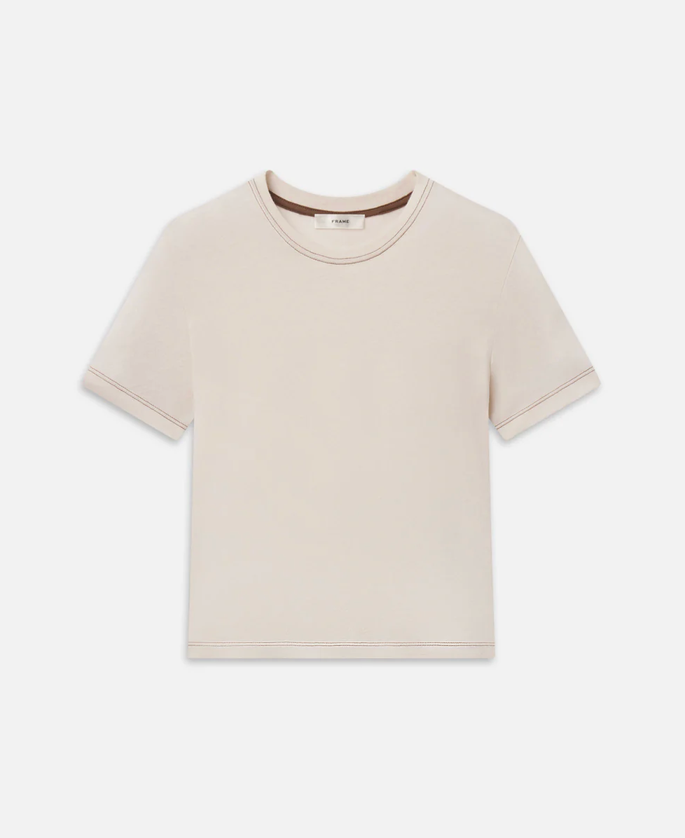 The Contrast Stitch Baby Tee-T-Shirts-Frame-Bone-XS-Mercantile Portland