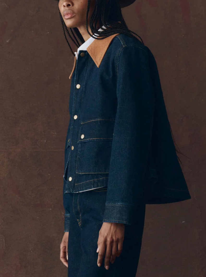 The Denim Swingy Jacket-Outerwear-The GREAT.-Midnight Rinse-1-Mercantile Portland