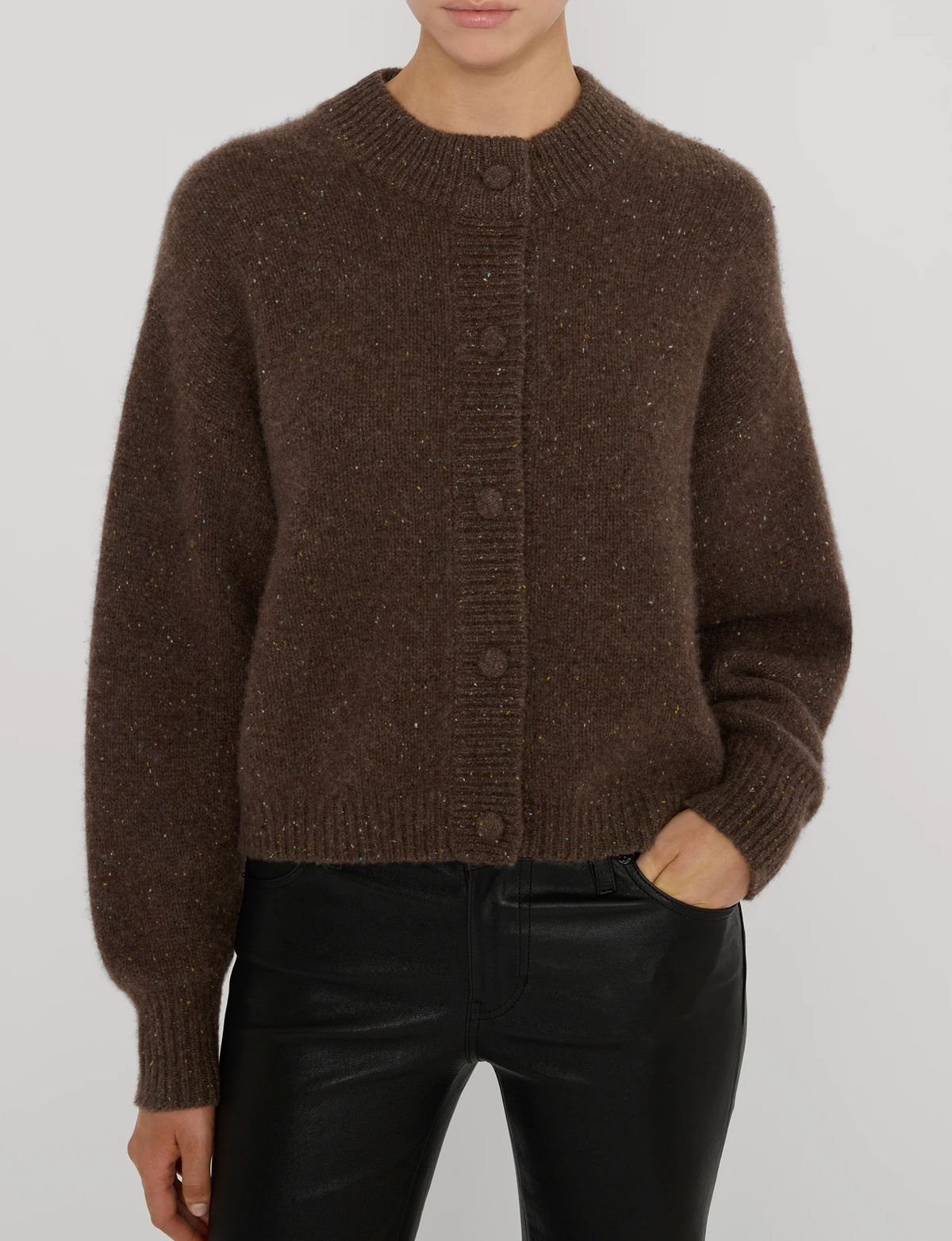 The Fleck Cardigan in Brown-Sweaters-Frame-Brown-XS-Mercantile Portland