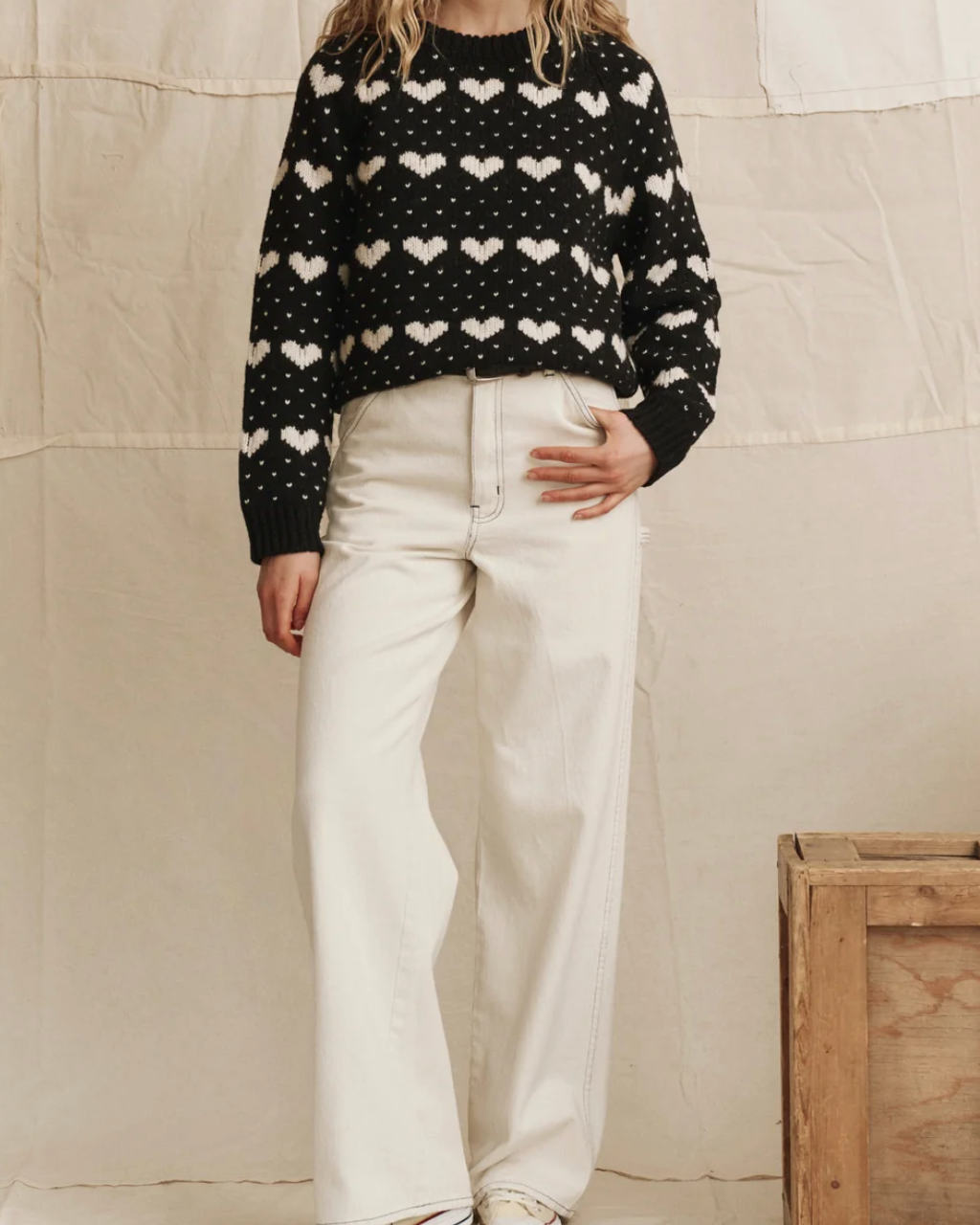The Heart Crew-Sweaters-The GREAT.-Black / Pearl-0-Mercantile Portland