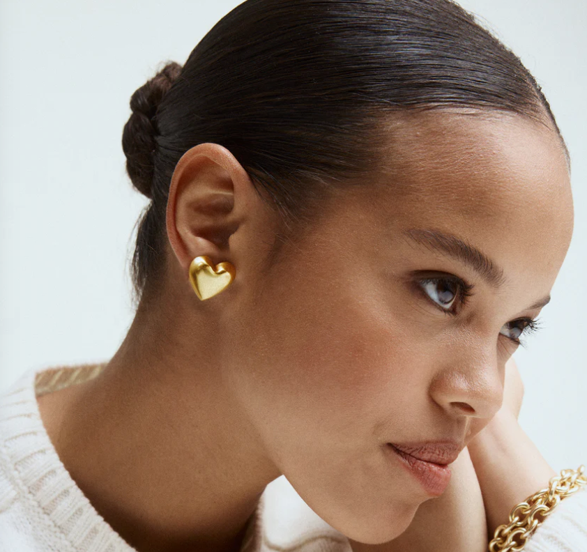 The Puffy Heart Gold Stud Earrings-Jewelry-Roxanne Assoulin-Gold-OS-Mercantile Portland