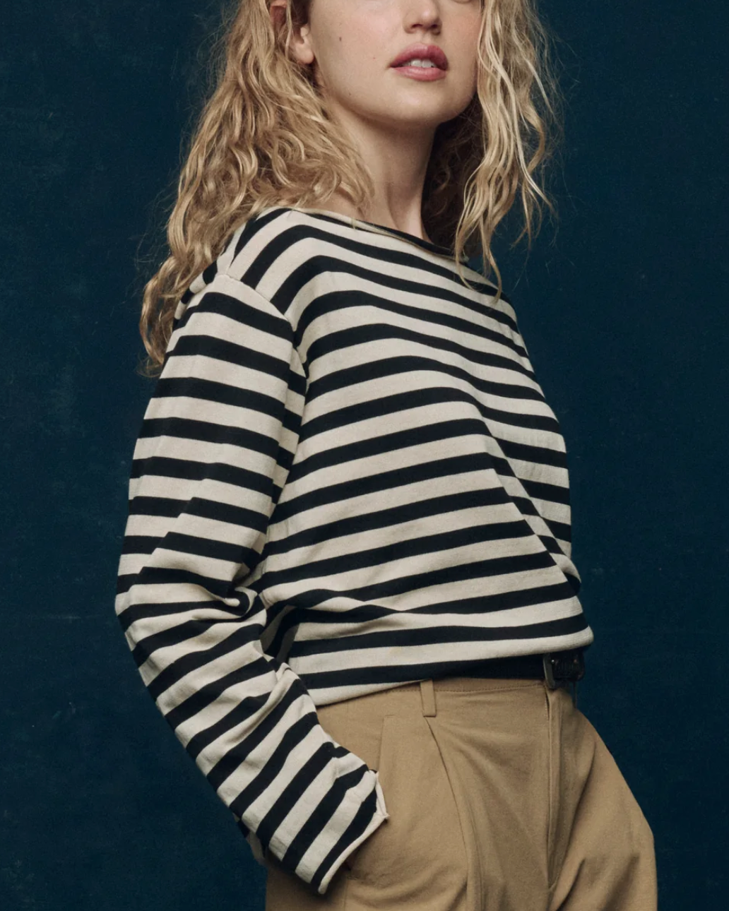 The Sailor Sweater-Sweaters-The GREAT.-Black Stripe-0-Mercantile Portland