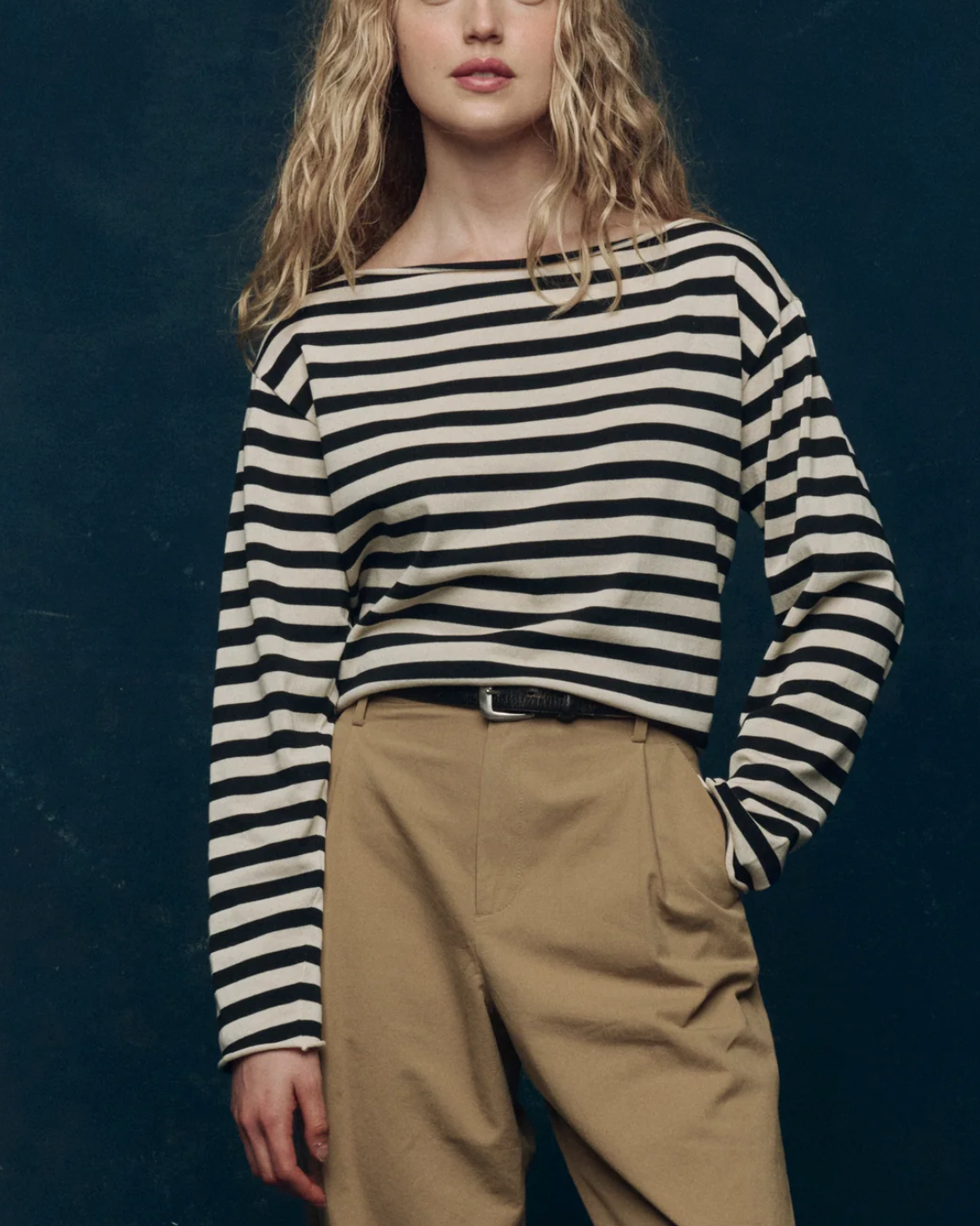 The Sailor Sweater-Sweaters-The GREAT.-Black Stripe-0-Mercantile Portland