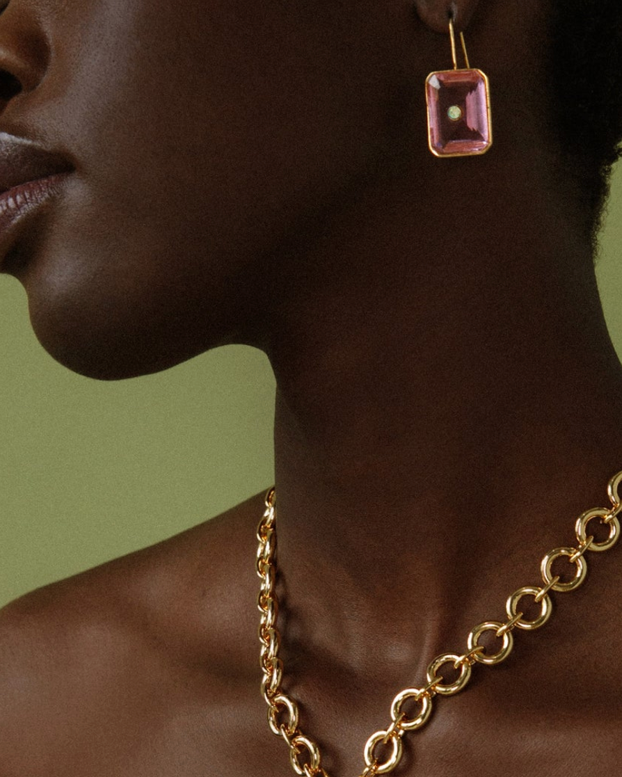 Tile Earrings in Pale Pink-Jewelry-Lizzie Fortunato-Pink-OS-Mercantile Portland