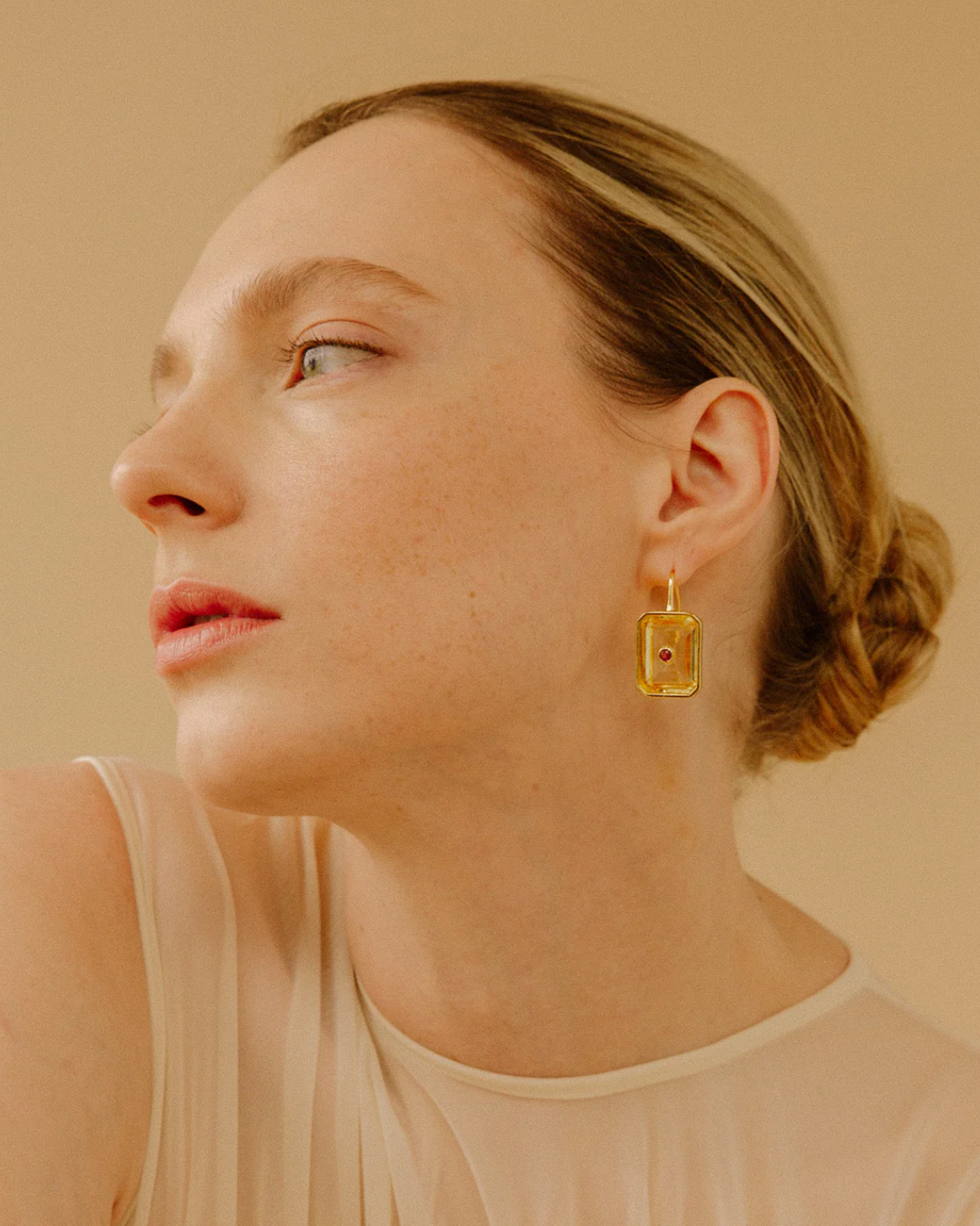 Tile Earrings-Jewelry-Lizzie Fortunato-Citrine-OS-Mercantile Portland