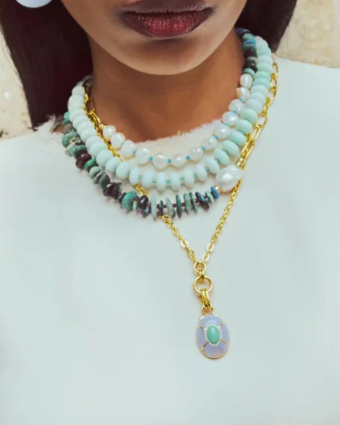 Tola Necklace in Agave-Jewelry-Lizzie Fortunato-Aqua-OS-Mercantile Portland