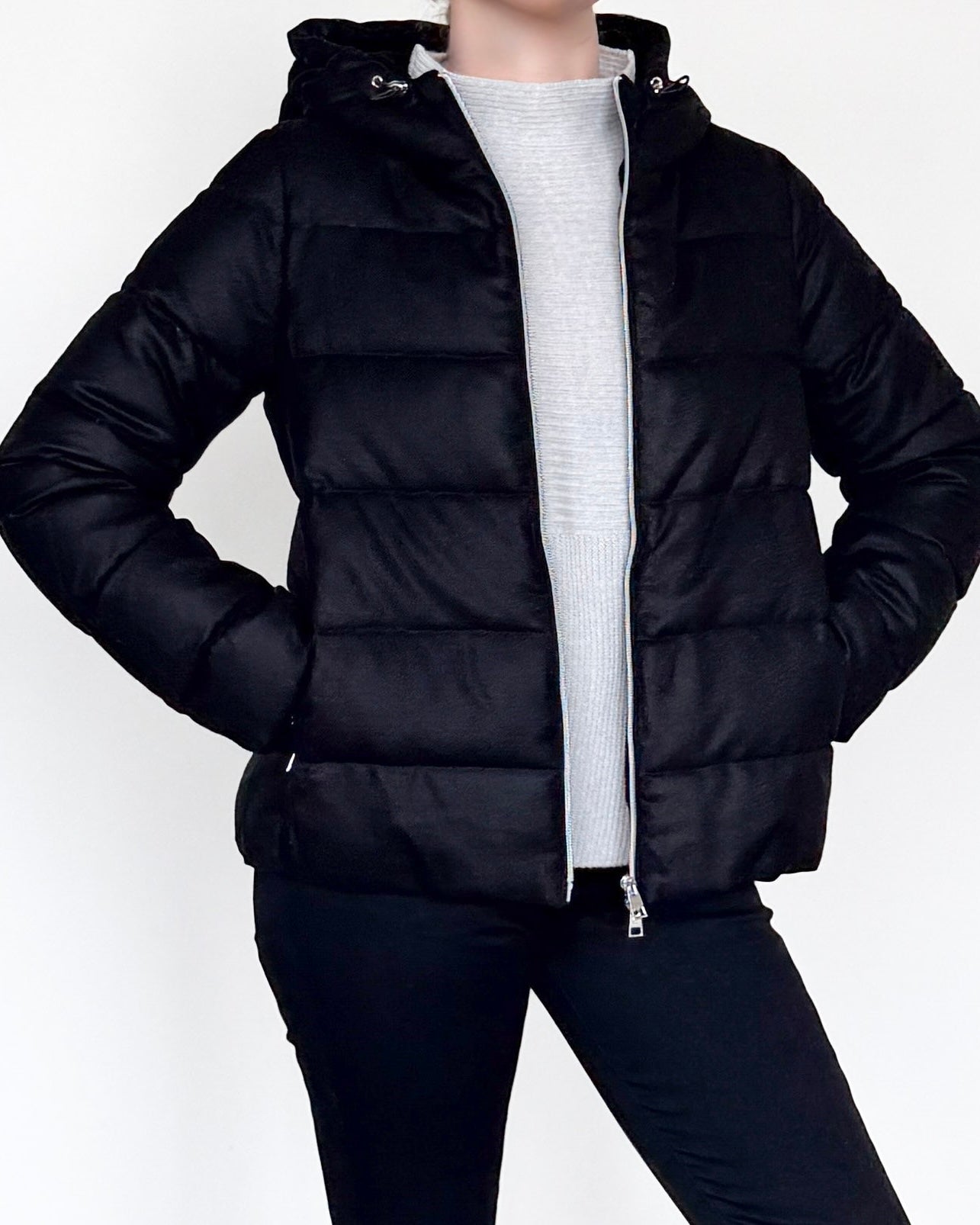 Tosca Hooded Cashmere Down Jacket-Outerwear-Amina Rubinacci-Brown-38-Mercantile Portland