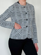Toy Wool and Silk Crewneck Jacket-Outerwear-Amina Rubinacci-Black/White-38-Mercantile Portland