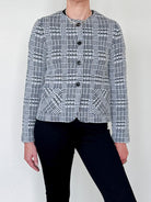 Toy Wool and Silk Crewneck Jacket-Outerwear-Amina Rubinacci-Black/White-38-Mercantile Portland