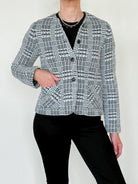 Toy Wool and Silk Crewneck Jacket-Outerwear-Amina Rubinacci-Black/White-38-Mercantile Portland
