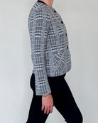 Toy Wool and Silk Crewneck Jacket-Outerwear-Amina Rubinacci-Black/White-38-Mercantile Portland