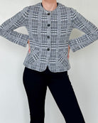 Toy Wool and Silk Crewneck Jacket-Outerwear-Amina Rubinacci-Black/White-38-Mercantile Portland
