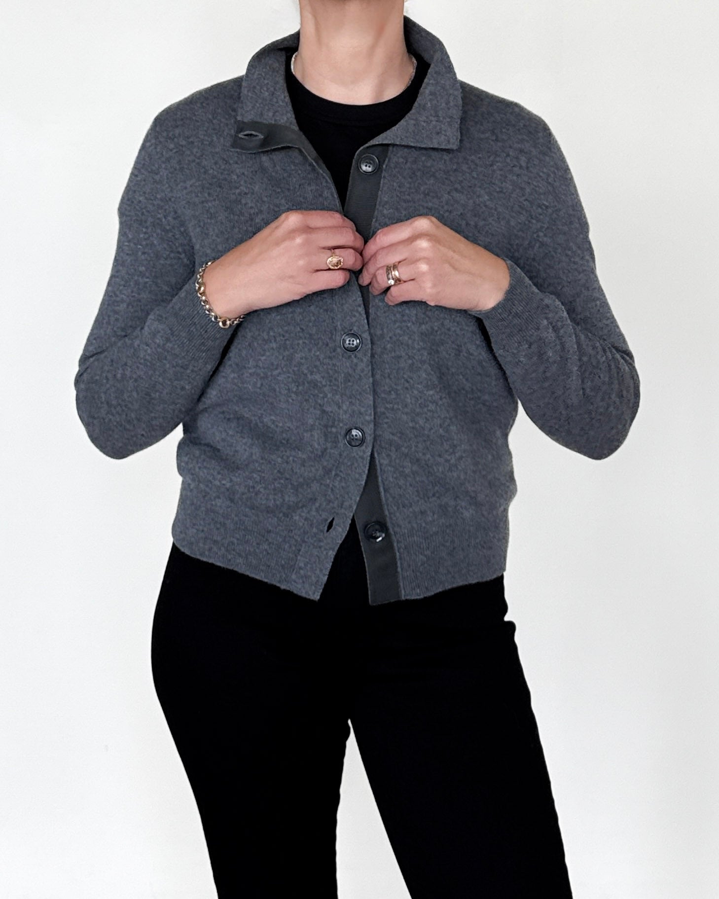 Tranello Cashmere Cardigan in Smog-Clothing-Amina Rubinacci-Smog-38-Mercantile Portland