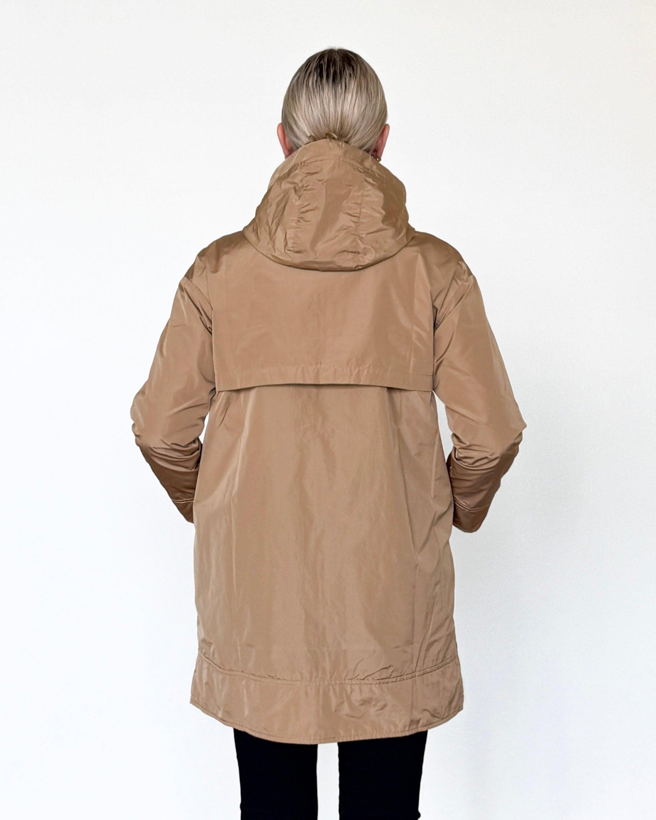Trapezio Technical Raincoat with Hood-Outerwear-Amina Rubinacci-Soft Caramel-38-Mercantile Portland