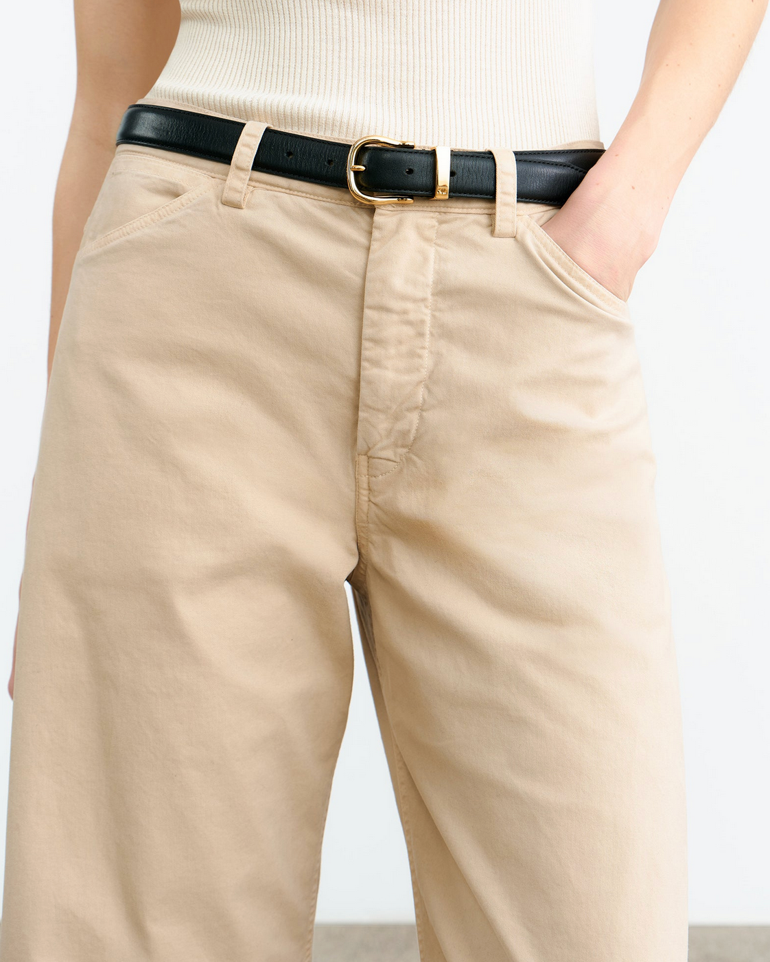 Tribeca Cotton Pant in Sandstone-Pants-Nili Lotan-Sandstone-2-Mercantile Portland