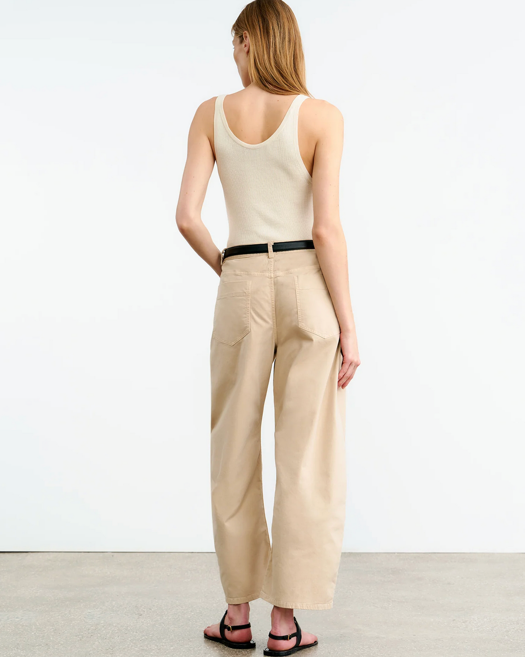 Tribeca Cotton Pant in Sandstone-Pants-Nili Lotan-Sandstone-2-Mercantile Portland