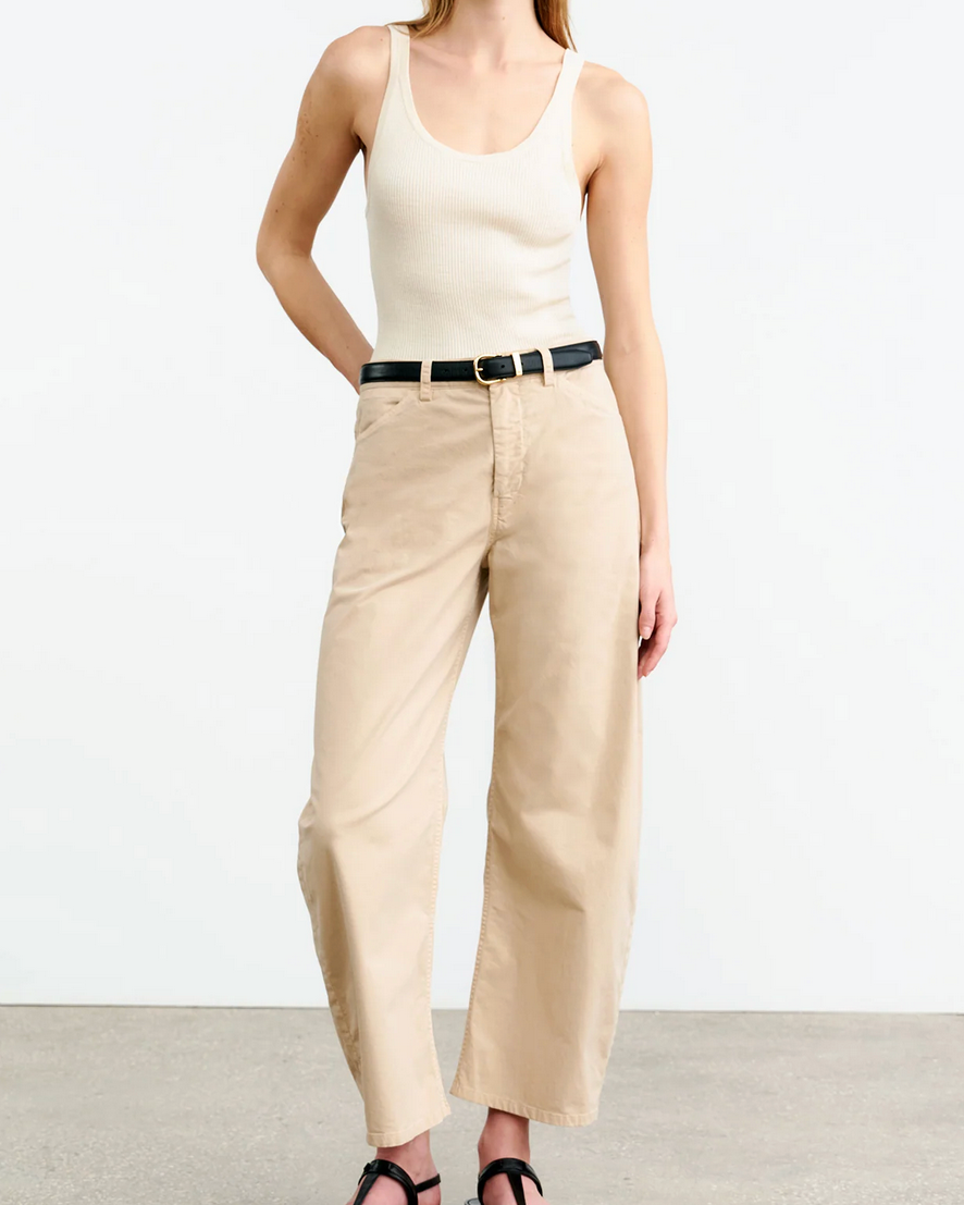 Tribeca Cotton Pant in Sandstone-Pants-Nili Lotan-Sandstone-2-Mercantile Portland