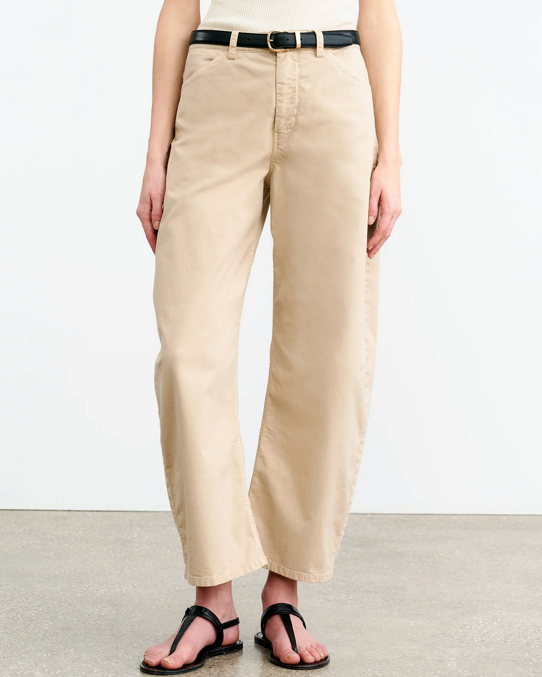 Tribeca Cotton Pant in Sandstone-Pants-Nili Lotan-Sandstone-2-Mercantile Portland
