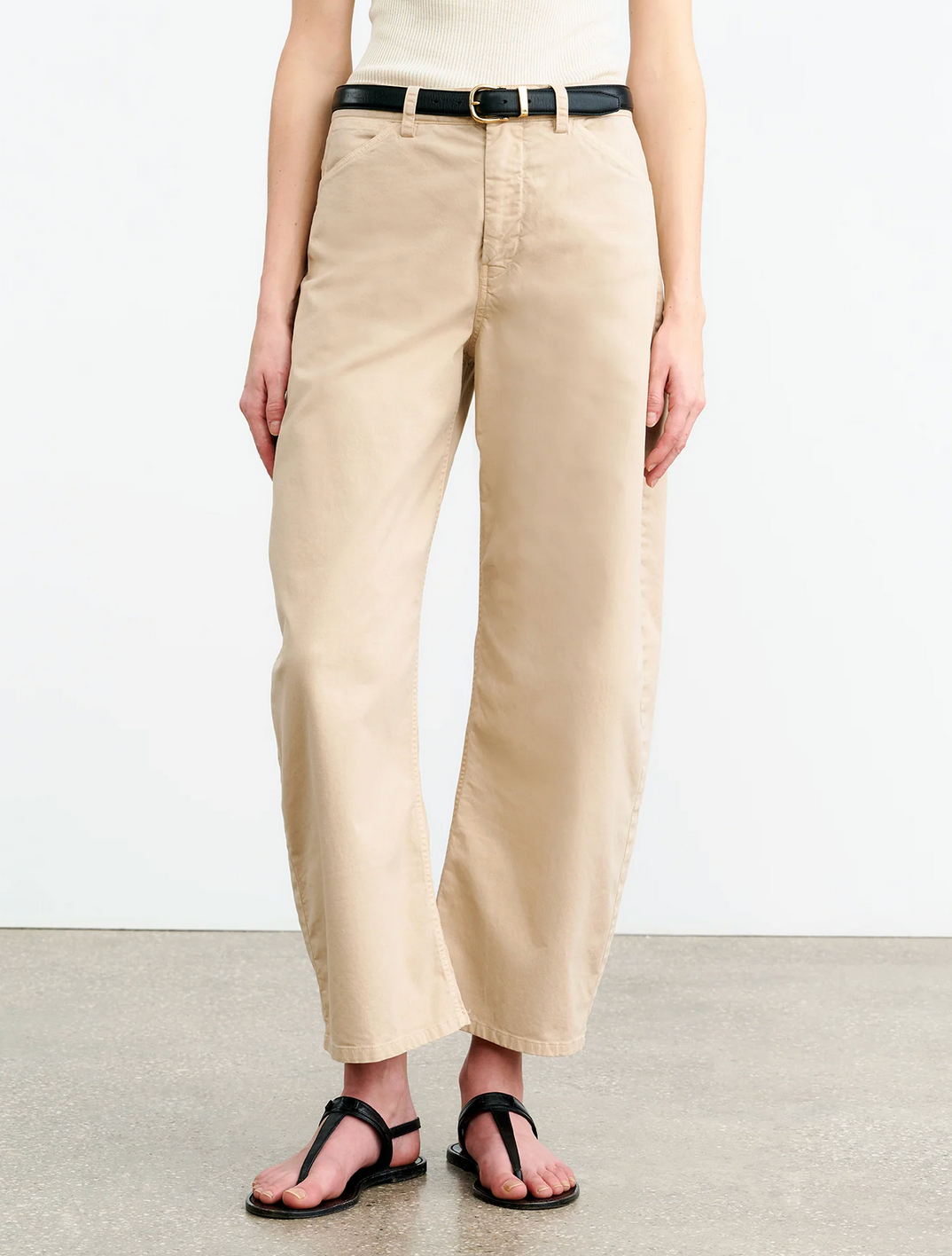 Tribeca Cotton Pant in Sandstone-Pants-Nili Lotan-Sandstone-2-Mercantile Portland